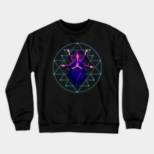 Sacred Geometry Deer Skull Figure Meditating Crewneck Sweatshirt